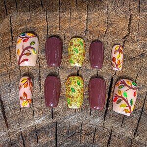 Small square Fall Press on nails